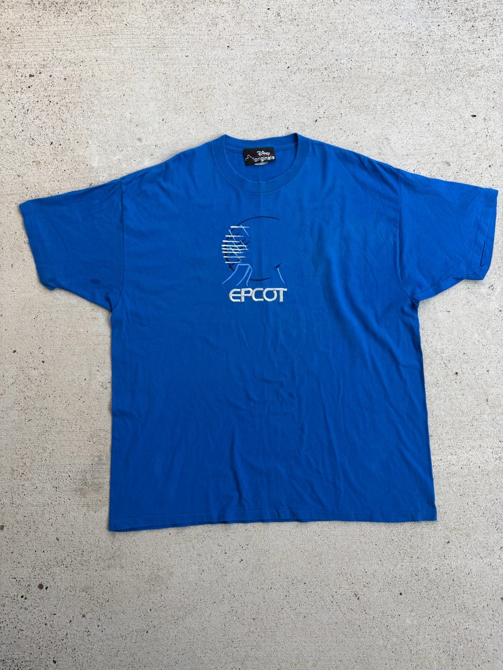 Vintage 90s Disney Epcot Center Embroidered Shirt Made USA Mens L Blue